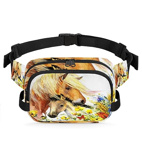 Doodle Flowers Durable Waterproof Fanny Pack with Double Zipper Closure - Organize Your Essentials with Ease - Lightweight and Comfortable for Men and Women, Doodle Pferd von Tavisto