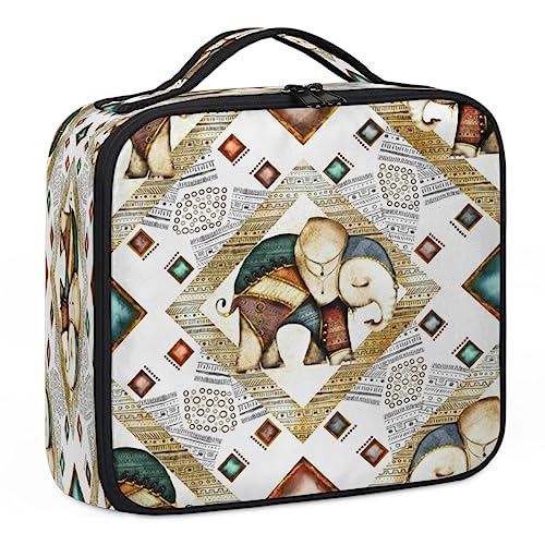 Elephant Beliefs Make-up-Koffer, Make-up-Organizer-Tasche für Make-up-Künstler, 2-lagig, 25,4 cm, Reise-Zugkoffer, Make-up-Tasche für Kosmetik, Friseure, Nail Tech, Elephant Beliefs, 26,7 x 22,9 x 8,9 von Tavisto