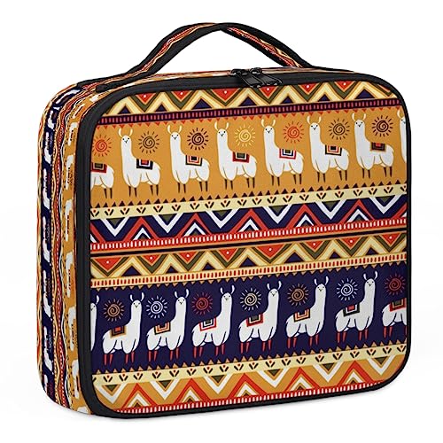 Ethnic Art Alpaka Make-up-Koffer, Make-up-Organizer-Tasche für Make-up-Künstler, 2-lagig, 25,4 cm, Reisezugkoffer, Make-up-Tasche für Kosmetik, Friseure, Nageltechnik, ethnische Kunst, Alpaka, 26,7 x von Tavisto