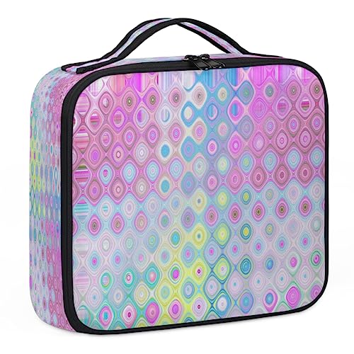 Farbige moderne Kunst-Make-up-Koffer, Make-up-Organizer-Tasche für Make-up-Künstler, 2-lagig, 25,4 cm, Reise-Zugkoffer, Make-up-Tasche für Kosmetik, Friseure, Nageltechnik, farbige moderne Kunst, 26,7 von Tavisto