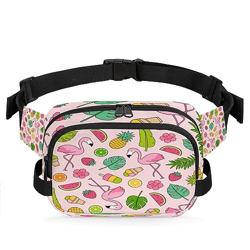 Flamingo-Ananas-Gürteltasche mit doppeltem Reißverschluss, langlebig, wasserdicht, organisieren Sie Ihre wichtigen Dinge mit Leichtigkeit, leicht und bequem für Männer und Frauen, Flamingo-Design von Tavisto