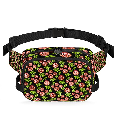 Flower Line Design Durable Waterproof Fanny Pack with Double Zipper Closure - Organize Your Essentials with Ease - Lightweight and Comfortable for Men and Women, Blumige Illustration, Einheitsgröße von Tavisto