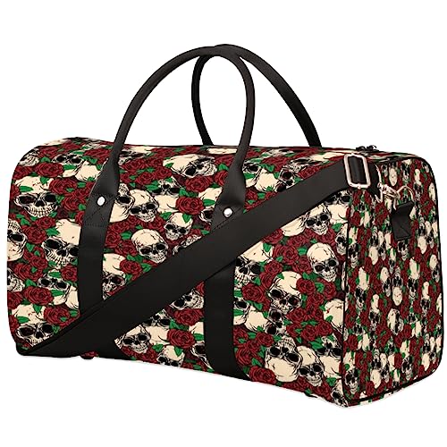 Flower Sugar Skull Reisetasche, Weekender Taschen f黵 Frauen Reisen, Turnbeutel, Handgep鋍k Taschen f黵 Flugzeuge, Duffle Bag f黵 M鋘ner Reisen, Weekender Tasche, Blume Zucker von Tavisto