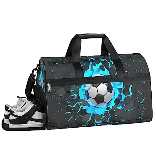 Flying Pig Print Turnbeutel Sport Turnbeutel mit Nassfach & Schuhfach Turnbeutel für Damen Turnbeutel Herren Workout Tasche Sportbeutel Weekender Bag mit Schuhfach, Fußball-Muster, 19.7*9.9*13 inch, von Tavisto