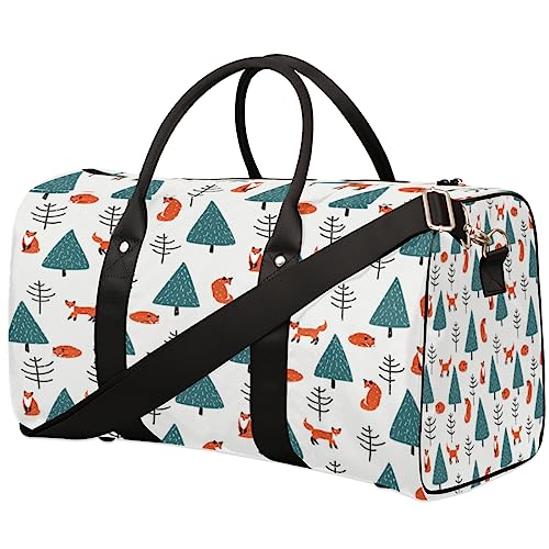 Foxes Trees Reisetasche, Weekender Taschen f黵 Frauen Reisen, Turnbeutel, Handgep鋍ktaschen f黵 Flugzeuge, Duffle Bag f黵 M鋘ner Reisen, Weekender Tasche, Reisetasche, F點hse B鋟me von Tavisto