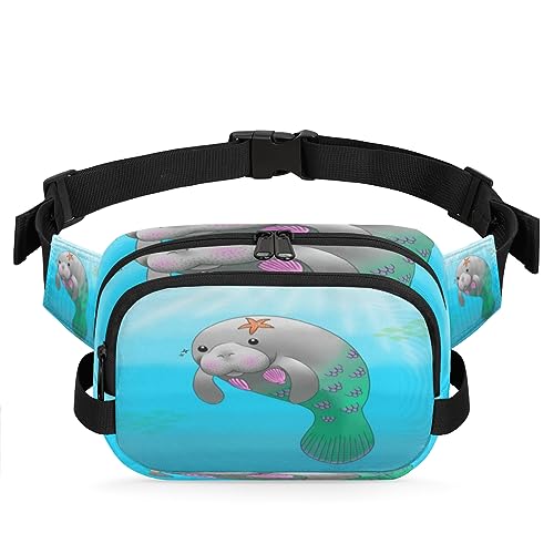 Full Moon Over Water Durable Waterproof Fanny Pack with Double Zipper Closure - Organize Your Essentials with Ease - Lightweight and Comfortable for Men and Women, Lustige Meerjungfrau Seekuh von Tavisto