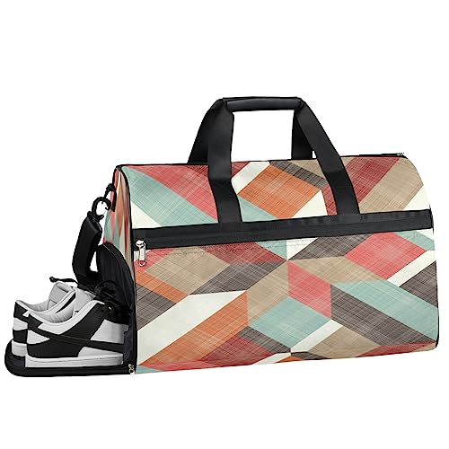 Funny Fox Painting Turnbeutel, Sport Turnbeutel mit Nassfach & Schuhfach, Turnbeutel für Damen, Turnbeutel für Männer, Workout-Tasche, Sporttasche, Weekender Bag mit Schuhfach, Lustiges geometrisches von Tavisto