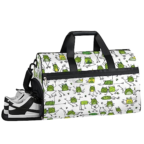 Funny Fox Painting Turnbeutel, Sport Turnbeutel mit Nassfach & Schuhfach, Turnbeutel für Damen, Turnbeutel für Männer, Workout-Tasche, Sporttasche, Weekender Bag mit Schuhfach, Lustiges Frosch-Muster, von Tavisto