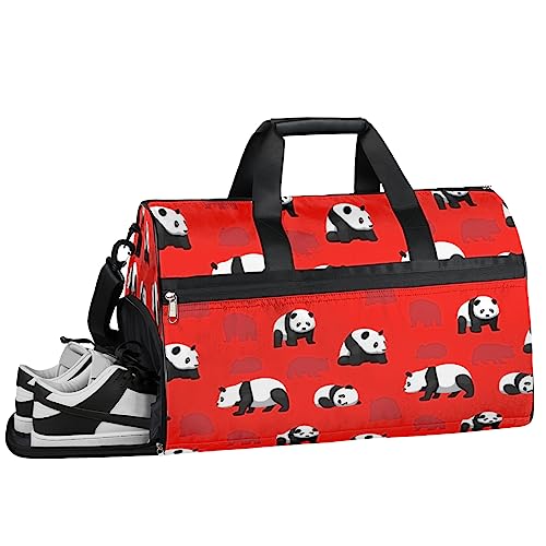 Funny Little Bee Turnbeutel, Sport Turnbeutel mit Nassfach & Schuhfach, Turnbeutel für Damen, Turnbeutel für Männer, Workout-Tasche, Sporttasche, Weekender Bag mit Schuhfach, Lustige Panda-Muster, von Tavisto