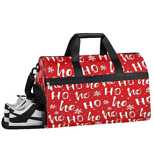 Herz Musiknoten Druck Turnbeutel Sport Turnbeutel mit Nassfach & Schuhfach Turnbeutel für Damen Turnbeutel Herren Workout Tasche Sportbeutel Weekender Bag mit Schuhfach, Hohoho Muster Weihnachten, von Tavisto