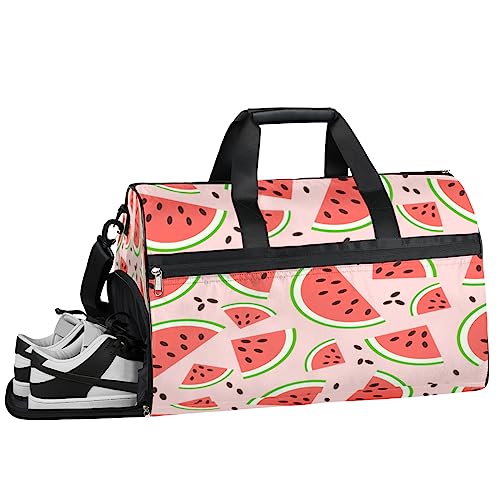 Kawaii Panda Turnbeutel, Sport Turnbeutel mit Nassfach & Schuhfach, Turnbeutel für Damen, Turnbeutel für Männer, Workout Tasche, Sporttasche, Weekender Bag mit Schuhfach, Kawaii Wassermelone Muster, von Tavisto