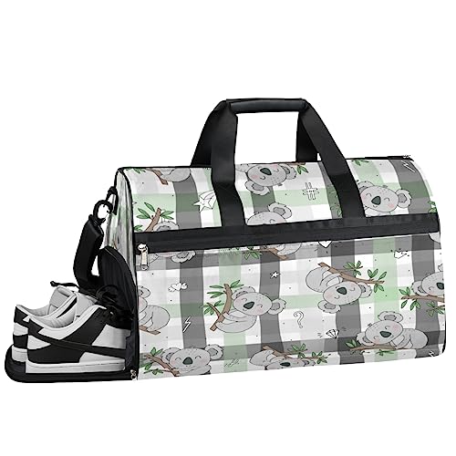 Koala Family Turnbeutel, Sport Turnbeutel mit Nassfach & Schuhfach, Turnbeutel für Damen, Turnbeutel für Männer, Workout Tasche, Sporttasche, Weekender Bag mit Schuhfach, Koala Muster, 19.7*9.9*13 von Tavisto