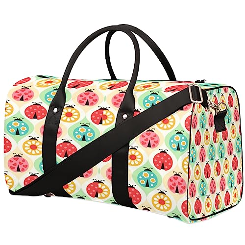 Ladybug Doodle Reisetasche, Weekender Taschen f黵 Frauen Reisen, Turnbeutel, Handgep鋍k Taschen f黵 Flugzeuge, Duffle Bag f黵 M鋘ner Reisen, Weekender Tasche, Marienk鋐er Doodle von Tavisto