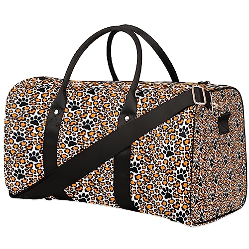 Leopard Print Paw Reisetasche, Weekender Taschen für Frauen Reisen, Turnbeutel, Handgepäck Taschen für Flugzeuge, Duffle Bag für Männer Reisen, Weekender Tasche, Leopardenmuster von Tavisto