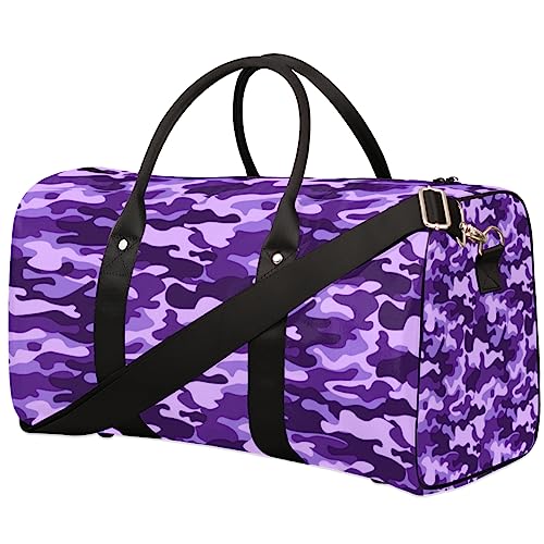 Lila Camouflage Reisetasche, Weekender Taschen für Frauen Reisen, Turnbeutel, Handgepäck Taschen für Flugzeuge, Duffle Bag für Männer Reisen, Weekender Tasche, Violette Camouflage von Tavisto