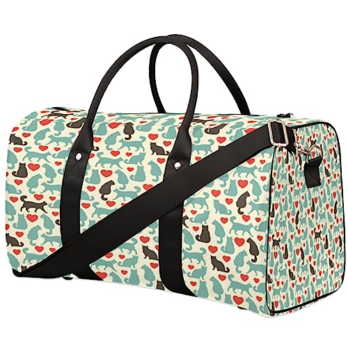 Love Cats Reisetasche, Weekender Taschen für Frauen Reisen, Turnbeutel, Handgepäck Taschen für Flugzeuge, Duffle Bag für Männer Reisen, Weekender Tasche, Liebe Katzen von Tavisto