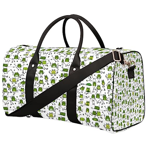 Lustige Frosch-Muster Reisetasche, Weekender Taschen für Frauen Reisen, Turnbeutel, Handgepäck Taschen für Flugzeuge, Duffle Bag für Männer Reisen, Weekender Tasche, Lustiges Frosch-Muster von Tavisto