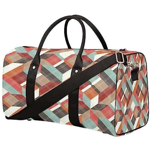 Lustige geometrische Muster Reisetasche, Weekender Taschen für Frauen Reisen, Turnbeutel, Handgepäck Taschen für Flugzeuge, Duffle Bag für Männer Reisen, Weekender Tasche, Lustiges von Tavisto