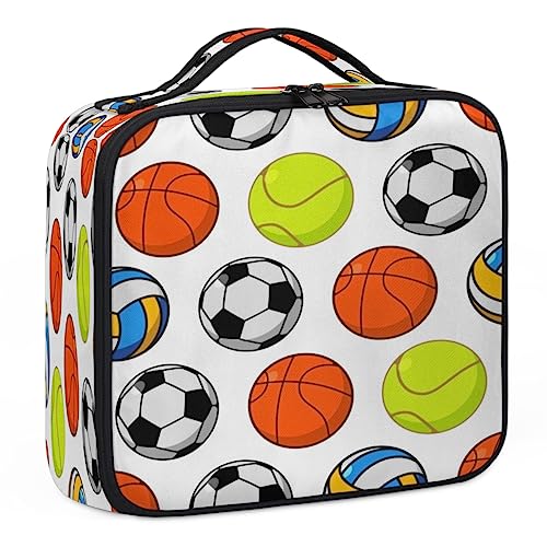 Make-up-Tasche für Basketball, Fußball, Volleyball, Make-up-Organizer, Tasche für Make-up-Künstler, 2-lagig, 25,4 cm, Reisezugkoffer, Make-up-Tasche für Kosmetik, Friseure, Nageltechnik, Basketball, von Tavisto