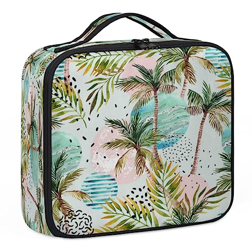 Make-up-Tasche mit Aquarell-Palme, Make-up-Organizer-Tasche für Make-up-Künstler, 2-lagig, 25,4 cm, Reise-Zugkoffer, Make-up-Tasche für Kosmetik, Friseure, Nageltechnik, Aquarellpalme, 26,7 x 22,9 x von Tavisto