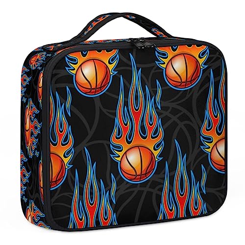 Make-up-Tasche mit Basketball-Meteor, Make-up-Organizer-Tasche für Make-up-Künstler, 2-lagig, 25,4 cm, Reise-Zugkoffer, Make-up-Tasche für Kosmetik, Friseure, Nail Tech, Basketball Meteor, 26,7 x 22,9 von Tavisto