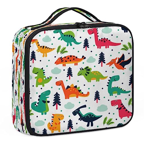 Make-up-Tasche mit Cartoon-Dinosaurier-Wolken, Make-up-Organizer-Tasche für Make-up-Künstler, 2-lagig, 25,4 cm, Reisezugkoffer, Make-up-Tasche für Kosmetik, Friseure, Nageltechnik, von Tavisto