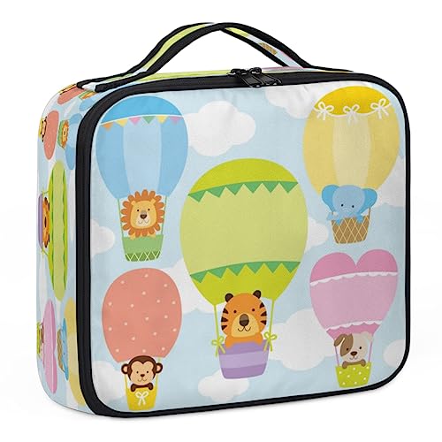 Make-up-Tasche mit Cartoon-Tieren mit Luftballon-Motiv, Make-up-Organizer-Tasche für Make-up-Künstler, 2-lagig, 25,4 cm, Reisezugkoffer, Make-up-Tasche für Kosmetik, Friseure, Nageltechnik, von Tavisto