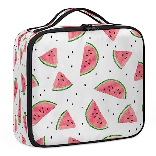 Make-up-Tasche mit Cartoon-Wassermelone, Make-up-Organizer-Tasche für Make-up-Künstler, 2-lagig, 25,4 cm, Reisezugkoffer, Make-up-Tasche für Kosmetik, Friseure, Nail Tech, Cartoon-Wassermelone, 26,7 x von Tavisto