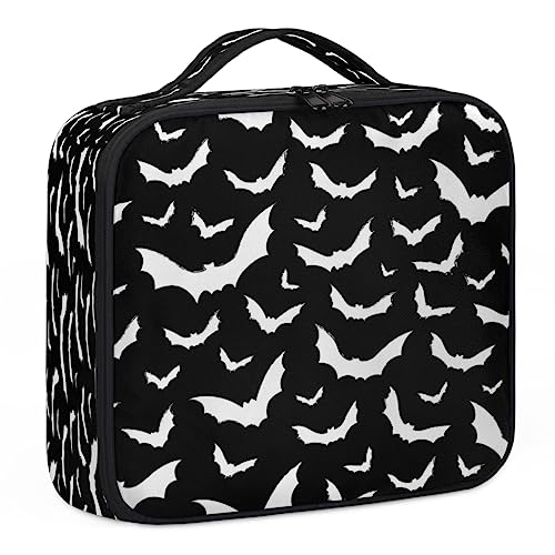 Make-up-Tasche mit Fledermaus-Silhouette, Make-up-Organizer-Tasche für Make-up-Künstler, 2-lagig, 25,4 cm, Reisezugkoffer, Make-up-Tasche für Kosmetik, Friseure, Nageltechnik, Fledermaus-Silhouette, von Tavisto