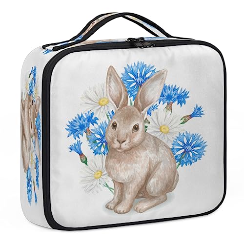 Make-up-Tasche mit Osterhasen-Gänseblümchen-Motiv, Make-up-Organizer-Tasche für Make-up-Künstler, 2-lagig, 25,4 cm, Reisezugkoffer, Make-up-Tasche für Kosmetik, Friseure, Nageltechnik, Osterhasen, von Tavisto