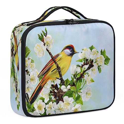 Make-up-Tasche mit Vogel-Birnenblüte, Make-up-Organizer-Tasche für Make-up-Künstler, 2-lagig, 25,4 cm, Reisezugkoffer, Make-up-Tasche für Kosmetik-Friseure, Nageltechnik, Vogelbirnenblüte, 26,7 x 22,9 von Tavisto