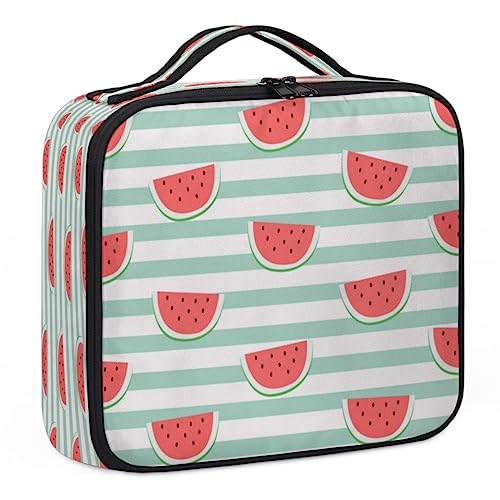 Make-up-Tasche mit Wassermelonen, Make-up-Organizer-Tasche für Make-up-Künstler, 2-lagig, 25,4 cm, Reisezugkoffer, Make-up-Tasche für Kosmetik, Friseure, Nail Tech, Wassermelonen, 26,7 x 22,9 x 8,9 von Tavisto