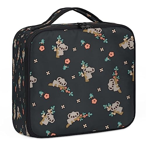 Make-up-Tasche mit niedlichen Koalas-Blumen, Make-up-Organizer-Tasche für Make-up-Künstler, 2-lagig, 25,4 cm, Reisezugkoffer, Make-up-Tasche für Kosmetik, Friseure, Nageltechnik, niedliche von Tavisto