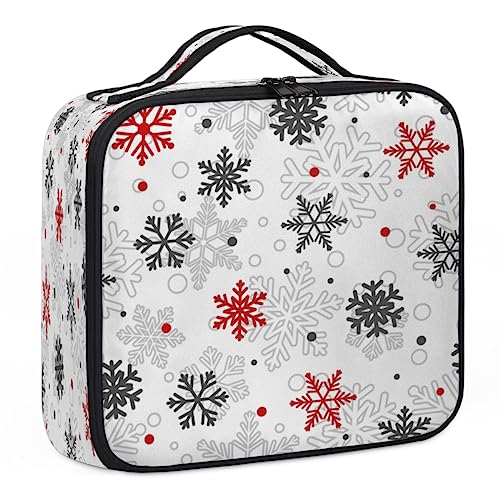 Make-up-Tasche mit weihnachtlichen Schneeflocken, Make-up-Organizer-Tasche für Make-up-Künstler, 2-lagig, 25,4 cm, Reisezugkoffer, Make-up-Tasche für Kosmetik, Friseure, Nageltechnik, von Tavisto