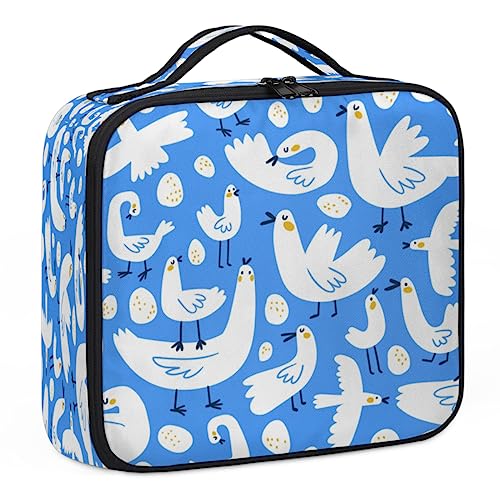 Niedliche Cartoon-Gans Make-up-Tasche, Make-up-Organizer-Tasche für Make-up-Künstler, 2-lagig, 25,4 cm, Reisezugkoffer, Make-up-Tasche für Kosmetik-Friseure, Nageltechnik, niedliche Cartoon-Gans, 26,7 von Tavisto