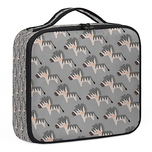 Niedlicher Zebra-Make-up-Koffer, Make-up-Organizer-Tasche für Make-up-Künstler, 2-lagig, 25,4 cm, Reise-Zugkoffer, Make-up-Tasche für Kosmetik, Friseure, Nageltechnik, niedliches Zebra, 26,7 x 22,9 x von Tavisto