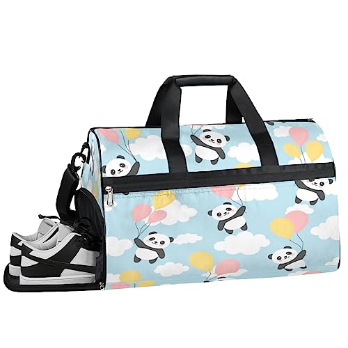 Old City Street Turnbeutel, Sport Turnbeutel mit Nassfach & Schuhfach, Turnbeutel für Damen, Turnbeutel für Herren, Workout-Tasche, Sporttasche, Weekender Bag mit Schuhfach, Palloncino Panda, von Tavisto