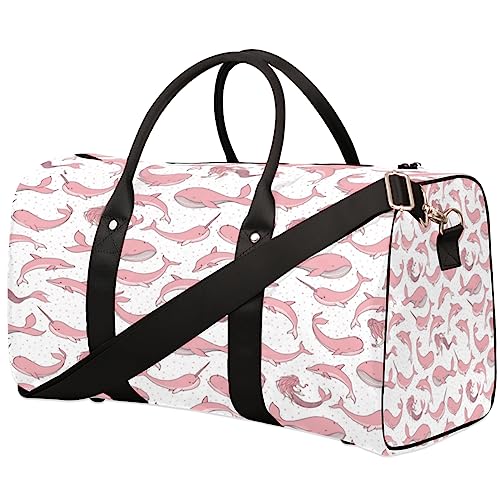 Pink Whales Reisetasche, Weekender Taschen für Frauen Reisen, Turnbeutel, Handgepäck Taschen für Flugzeuge, Duffle Bag für Männer Reisen, Weekender Tasche, Rosa Wale von Tavisto