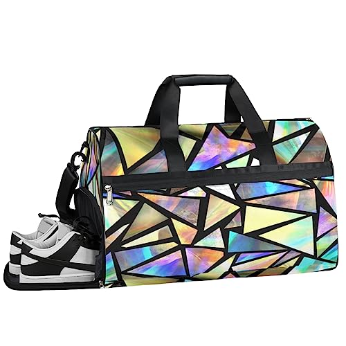 Rainbow Dots Turnbeutel, Sport Turnbeutel mit Nassfach & Schuhfach, Turnbeutel für Damen, Turnbeutel für Herren, Workout Tasche, Sporttasche, Weekender Bag mit Schuhfach, Regenbogen-geometrisches von Tavisto