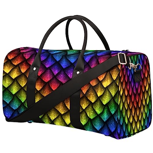 Rainbow Dragon Scale Reisetasche, Weekender Taschen f黵 Frauen Reisen, Turnbeutel, Handgep鋍k Taschen f黵 Flugzeuge, Duffle Bag f黵 M鋘ner Reisen, Weekender Tasche, von Tavisto