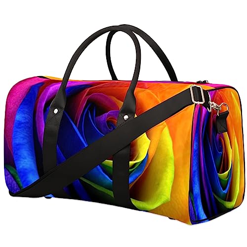 Rainbow Rose Reisetasche, Weekender Taschen für Frauen Reisen, Turnbeutel, Handgepäck Taschen für Flugzeuge, Duffle Bag für Männer Reisen, Weekender Tasche, Regenbogen-Rose von Tavisto