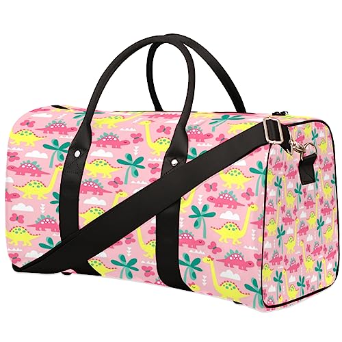 Rosa Dinosaurier Muster Reisetasche, Weekender Taschen für Frauen Reisen, Turnbeutel, Handgepäck Taschen für Flugzeuge, Duffle Bag für Männer Reisen, Weekender Tasche, Rosa Dinosaurier-Muster von Tavisto