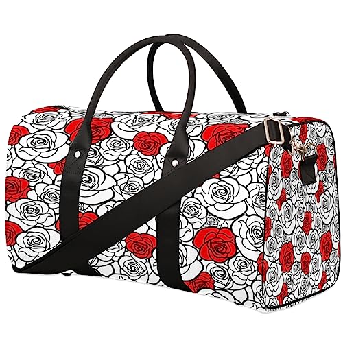 Rose Print Reisetasche, Weekender Taschen für Frauen Reisen, Turnbeutel, Handgepäck Taschen für Flugzeuge, Duffle Bag für Männer Reisen, Weekender Tasche, Rosenaufdruck von Tavisto