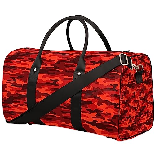 Rote Camouflage Reisetasche, Weekender Taschen für Frauen Reisen, Turnbeutel, Handgepäck Taschen für Flugzeuge, Duffle Bag für Männer Reisen, Weekender Tasche, Rote Tarnung von Tavisto