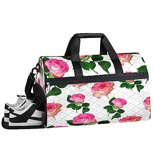 Schöne Rose Blume Turnbeutel Sport Turnbeutel mit Nassfach & Schuhfach Turnbeutel für Damen Turnbeutel für Männer Workout Tasche Sportbeutel Weekender Bag mit Schuhfach, Schöne Rose Blume, 19.7*9.9*13 von Tavisto