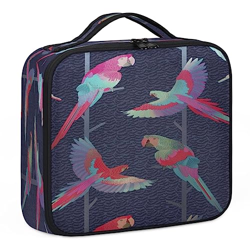 Schöner Papageien-Make-up-Koffer, Make-up-Organizer-Tasche für Make-up-Künstler, 2-lagig, 25,4 cm, Reise-Zugkoffer, Make-up-Tasche für Kosmetik, Friseure, Nageltechnik, schöner Papagei, 26,7 x 22,9 x von Tavisto