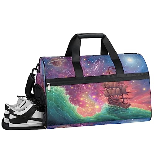 Seahorse Shell Fish Turnbeutel, Sport Turnbeutel mit Nassfach & Schuhfach, Turnbeutel für Damen, Turnbeutel für Herren, Workout Tasche, Sporttasche, Weekender Bag mit Schuhfach, Schiffssternuniversum, von Tavisto