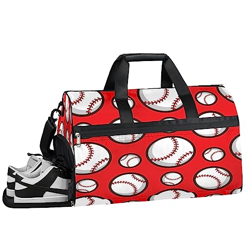 Space Fox Turnbeutel Sport Turnbeutel mit Nassfach & Schuhfach Turnbeutel für Damen Turnbeutel Herren Workout Tasche Sportbeutel Weekender Bag mit Schuhfach, Sportball Baseball, 19.7*9.9*13 inch, von Tavisto