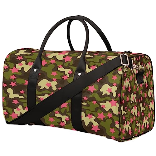 Star Camouflage Reisetasche, Weekender Taschen für Frauen Reisen, Turnbeutel, Handgepäck Taschen für Flugzeuge, Duffle Bag für Männer Reisen, Weekender Tasche, Stern-Tarnmuster von Tavisto