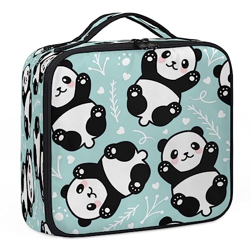 Süßer Pandabär-Make-up-Koffer, Make-up-Organizer-Tasche für Make-up-Künstler, 2-lagig, 25,4 cm, Reise-Zugkoffer, Make-up-Tasche für Kosmetik, Friseure, Nageltechnik, niedlicher Pandabär, 26,7 x 22,9 x von Tavisto